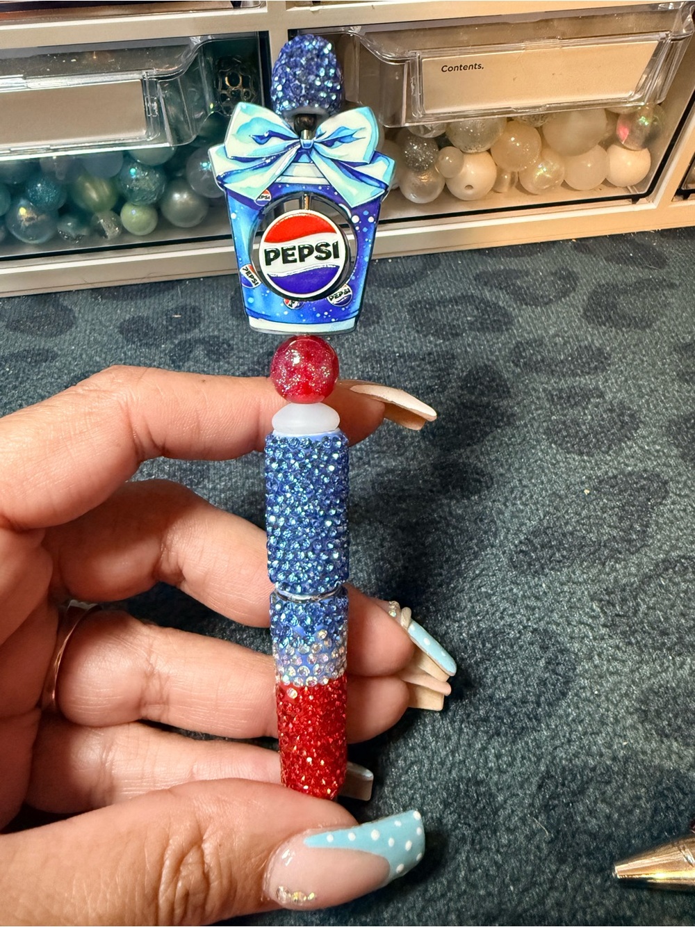 Pepsi Red & Blue Rhinestone Pen